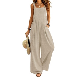image:imageEkouaer Womens Casual Loose Overalls Jumpsuits Summer Outfits Wide Leg Pants Rompers with Pockets SXXLLight Khaki