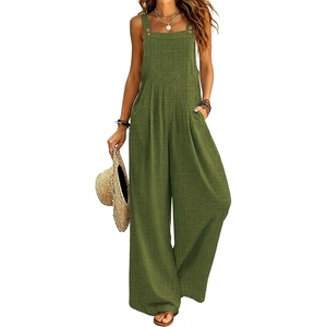 image:imageEkouaer Womens Casual Loose Overalls Jumpsuits Summer Outfits Wide Leg Pants Rompers with Pockets SXXLOlive Green