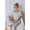 image:imageEkouaer 100 Cotton Pajama for Women Short Sleeve Pj Top With Long Pants 2 Piece Lounge Set with PocketLight Gray