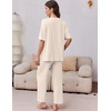 image:imageEkouaer 2 Packs Lounge Sets for Women Short Sleeve Pajamas Set V Neck Top and Long Pants Comfy Pjs Outifts with PocketsDark GreyChampagne