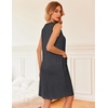 image:imageEkouaer Nightgowns for Women Button Down Sleep Shirts Tank Sleeveless Nightshirt Soft Sleepwear with PocketsDark Gray