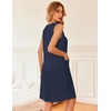 image:imageEkouaer Nightgowns for Women Button Down Sleep Shirts Tank Sleeveless Nightshirt Soft Sleepwear with PocketsNavy Blue