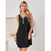 image:imageEkouaer Nightgowns for Women Cotton Night Gowns Tank Night Shirts Sleeveless Sleep Dress Button Sleep Shirts Henley SleepwearBlack