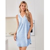 image:imageEkouaer Nightgowns for Women Cotton Night Gowns Tank Night Shirts Sleeveless Sleep Dress Button Sleep Shirts Henley SleepwearBlue Big Flower