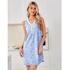 image:imageEkouaer Nightgowns for Women Cotton Night Gowns Tank Night Shirts Sleeveless Sleep Dress Button Sleep Shirts Henley SleepwearBlue Floral