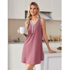 image:imageEkouaer Nightgowns for Women Cotton Night Gowns Tank Night Shirts Sleeveless Sleep Dress Button Sleep Shirts Henley SleepwearGray Purple Red