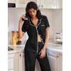 image:imageEkouaer Pajamas for Women Set Button Up Soft Pjs Short Sleeve 2 Piece Lounge Sets Comfy SleepwearBlack