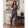 image:imageEkouaer Pajamas for Women Set Button Up Soft Pjs Short Sleeve 2 Piece Lounge Sets Comfy SleepwearBlack With Pink Hearts