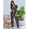 image:imageEkouaer Pajamas for Women Set Button Up Soft Pjs Short Sleeve 2 Piece Lounge Sets Comfy SleepwearBlack With Pink Hearts