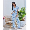 image:imageEkouaer Pajamas for Women Set Button Up Soft Pjs Short Sleeve 2 Piece Lounge Sets Comfy SleepwearBlue Bow Tie
