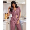 image:imageEkouaer Pajamas for Women Set Button Up Soft Pjs Short Sleeve 2 Piece Lounge Sets Comfy SleepwearDusty Mauve