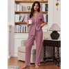 image:imageEkouaer Pajamas for Women Set Button Up Soft Pjs Short Sleeve 2 Piece Lounge Sets Comfy SleepwearDusty Mauve