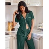 image:imageEkouaer Pajamas for Women Set Button Up Soft Pjs Short Sleeve 2 Piece Lounge Sets Comfy SleepwearGreen