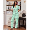 image:imageEkouaer Pajamas for Women Set Button Up Soft Pjs Short Sleeve 2 Piece Lounge Sets Comfy SleepwearGreen Butterfly