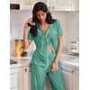 image:imageEkouaer Pajamas for Women Set Button Up Soft Pjs Short Sleeve 2 Piece Lounge Sets Comfy SleepwearGreen Gray