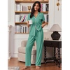 image:imageEkouaer Pajamas for Women Set Button Up Soft Pjs Short Sleeve 2 Piece Lounge Sets Comfy SleepwearGreen Gray