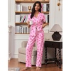 image:imageEkouaer Pajamas for Women Set Button Up Soft Pjs Short Sleeve 2 Piece Lounge Sets Comfy SleepwearPink Bow Tie