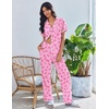 image:imageEkouaer Pajamas for Women Set Button Up Soft Pjs Short Sleeve 2 Piece Lounge Sets Comfy SleepwearPink Bow Tie