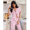 image:imageEkouaer Pajamas for Women Set Button Up Soft Pjs Short Sleeve 2 Piece Lounge Sets Comfy SleepwearPink Stripe  Bow