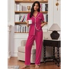 image:imageEkouaer Pajamas for Women Set Button Up Soft Pjs Short Sleeve 2 Piece Lounge Sets Comfy SleepwearRose Red