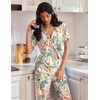 image:imageEkouaer Pajamas for Women Set Button Up Soft Pjs Short Sleeve 2 Piece Lounge Sets Comfy SleepwearTropical Print