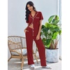 image:imageEkouaer Pajamas for Women Set Button Up Soft Pjs Short Sleeve 2 Piece Lounge Sets Comfy SleepwearWine Red