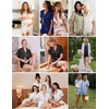 image:imageEkouaer Satin Pajamas for Women Silk Pjs Short Set 2 Piece Button Up Lounge Sets Short Sleeve Sleepwear SXXLRoyal Blue