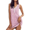 image:imageEkouaer Nightgowns for Women Cotton Night Gowns Tank Night Shirts Sleeveless Sleep Dress Button Sleep Shirts Henley SleepwearPink Floral