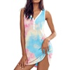 image:imageEkouaer Nightgowns for Women Cotton Night Gowns Tank Night Shirts Sleeveless Sleep Dress Button Sleep Shirts Henley SleepwearPink Tiedye