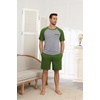 image:imageEkouaer Mens Pajamas Set Bamboo Viscose Short Sleeve Pjs Sets Soft Sleepwear Lightweight Loungewear with Pockets S3XLArmy Green Grey