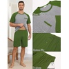 image:imageEkouaer Mens Pajamas Set Bamboo Viscose Short Sleeve Pjs Sets Soft Sleepwear Lightweight Loungewear with Pockets S3XLArmy Green Grey