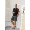 image:imageEkouaer Mens Pajamas Set Bamboo Viscose Short Sleeve Pjs Sets Soft Sleepwear Lightweight Loungewear with Pockets S3XLBlack Dark Grey