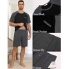 image:imageEkouaer Mens Pajamas Set Bamboo Viscose Short Sleeve Pjs Sets Soft Sleepwear Lightweight Loungewear with Pockets S3XLBlack Dark Grey