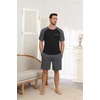 image:imageEkouaer Mens Pajamas Set Bamboo Viscose Short Sleeve Pjs Sets Soft Sleepwear Lightweight Loungewear with Pockets S3XLBlack Dark Grey