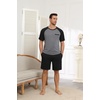 image:imageEkouaer Mens Pajamas Set Bamboo Viscose Short Sleeve Pjs Sets Soft Sleepwear Lightweight Loungewear with Pockets S3XLBlack Grey