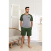 image:imageEkouaer Mens Pajamas Set Bamboo Viscose Short Sleeve Pjs Sets Soft Sleepwear Lightweight Loungewear with Pockets S3XLGreen Grey