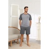 image:imageEkouaer Mens Pajamas Set Bamboo Viscose Short Sleeve Pjs Sets Soft Sleepwear Lightweight Loungewear with Pockets S3XLGrey