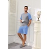 image:imageEkouaer Mens Pajamas Set Bamboo Viscose Short Sleeve Pjs Sets Soft Sleepwear Lightweight Loungewear with Pockets S3XLLight Blue Grey