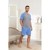 image:imageEkouaer Mens Pajamas Set Bamboo Viscose Short Sleeve Pjs Sets Soft Sleepwear Lightweight Loungewear with Pockets S3XLLight Blue Grey