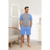 image:imageEkouaer Mens Pajamas Set Bamboo Viscose Short Sleeve Pjs Sets Soft Sleepwear Lightweight Loungewear with Pockets S3XLLight Blue Grey