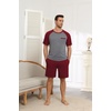 image:imageEkouaer Mens Pajamas Set Bamboo Viscose Short Sleeve Pjs Sets Soft Sleepwear Lightweight Loungewear with Pockets S3XLRed Grey