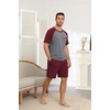 image:imageEkouaer Mens Pajamas Set Bamboo Viscose Short Sleeve Pjs Sets Soft Sleepwear Lightweight Loungewear with Pockets S3XLRed Grey