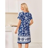 image:imageEkouaer Nightgowns for Women Short Sleeve House Dresses with Pockets Pleated Moo moos Floral Print Mumu DressBlue Bohemian Flowers
