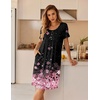 image:imageEkouaer Nightgowns for Women Short Sleeve House Dresses with Pockets Pleated Moo moos Floral Print Mumu DressCherry Blossoms
