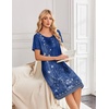 image:imageEkouaer Nightgowns for Women Short Sleeve House Dresses with Pockets Pleated Moo moos Floral Print Mumu DressEthnic Print Blue