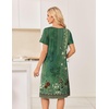 image:imageEkouaer Nightgowns for Women Short Sleeve House Dresses with Pockets Pleated Moo moos Floral Print Mumu DressFloral Green