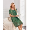 image:imageEkouaer Nightgowns for Women Short Sleeve House Dresses with Pockets Pleated Moo moos Floral Print Mumu DressFloral Green