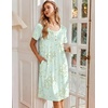 image:imageEkouaer Nightgowns for Women Short Sleeve House Dresses with Pockets Pleated Moo moos Floral Print Mumu DressFloral Light Green