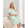 image:imageEkouaer Nightgowns for Women Short Sleeve House Dresses with Pockets Pleated Moo moos Floral Print Mumu DressFloral Light Green