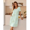 image:imageEkouaer Nightgowns for Women Short Sleeve House Dresses with Pockets Pleated Moo moos Floral Print Mumu DressFloral Light Green